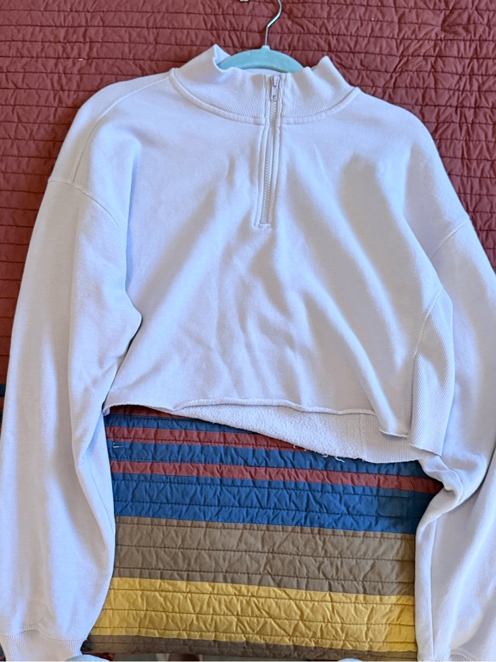 PacSun Pale Blue Cropped Half-Zip Turtleneck Sweater